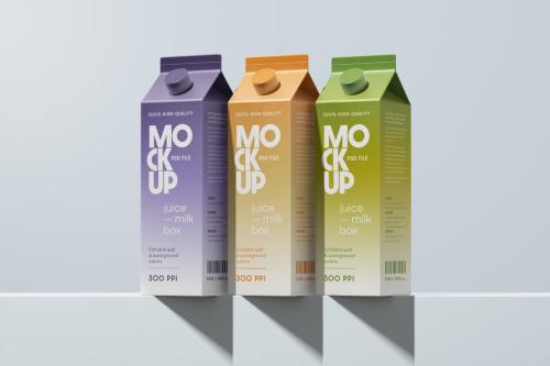 Juice Box Packaging Mockup Set