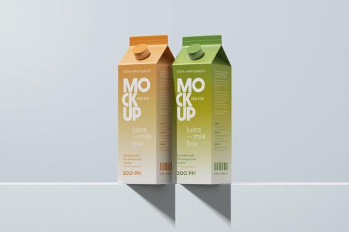 Juice Box Packaging Mockup Set