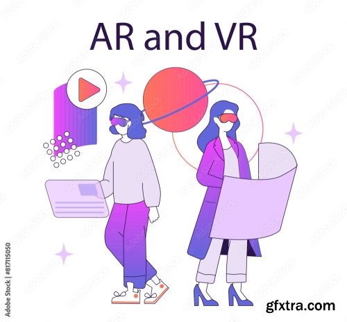 Ar And Vr2 Flat Vector Illustration 16xAI