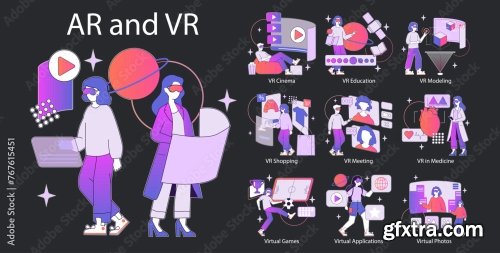 Ar And Vr2 Flat Vector Illustration 16xAI