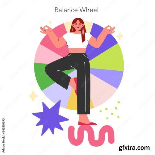 Balance Wheel Flat Vector Illustration 1 10xAI