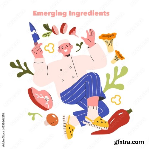 Emerging Ingredients Flat Vector Illustration 18xAI