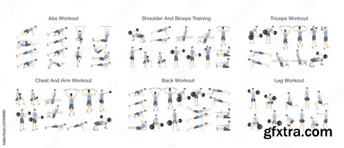 Big Set Of People Doing Exercises In The Gym 5xAI