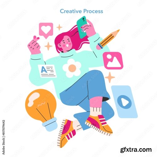 Content Creation Flat Vector Illustration 16xAI