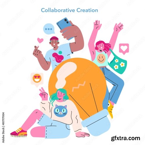 Content Creation Flat Vector Illustration 16xAI