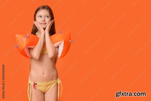 Cute Little Happy Girl In Swimsuit 6xJPEG