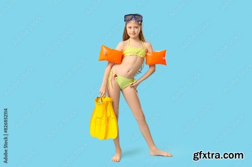 Cute Little Happy Girl In Swimsuit 6xJPEG