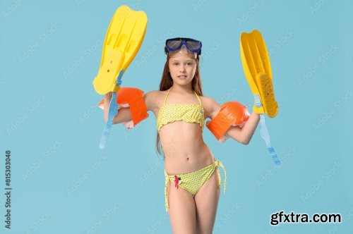 Cute Little Happy Girl In Swimsuit 6xJPEG