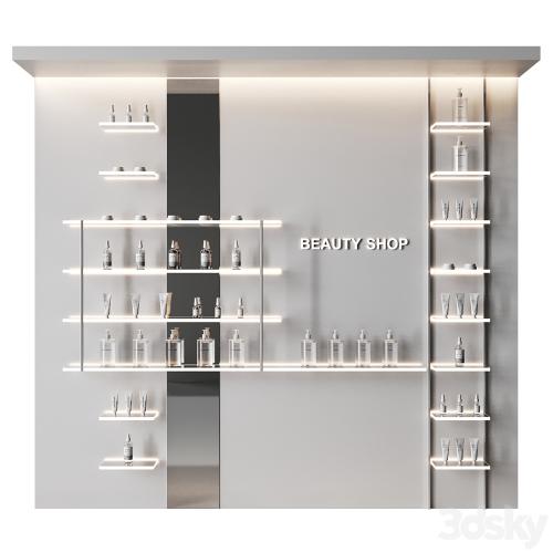 Glowing shelves for a cosmetics store