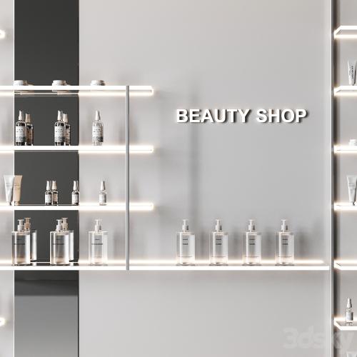 Glowing shelves for a cosmetics store