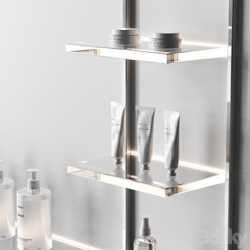 Glowing shelves for a cosmetics store