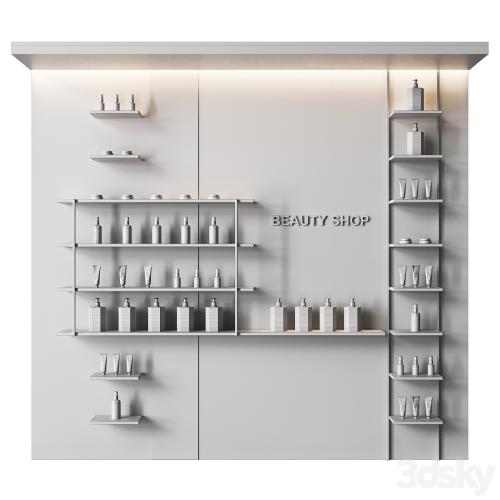 Glowing shelves for a cosmetics store