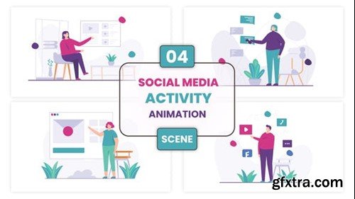 Videohive Social Media Activity Illustration Animation Scene 52876368