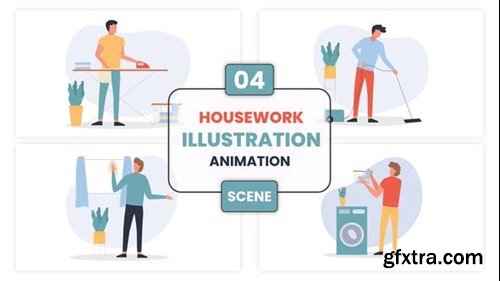 Videohive Housework Illustration Animation Scene 52876632