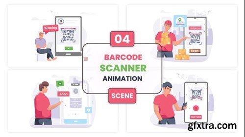 Videohive Barcode Scanner Illustration Animation Scene 52876659