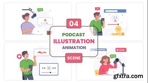 Videohive Podcast Illustration Animation Scene 52876759