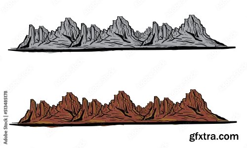 Mountain Vector Print Design 15xAI