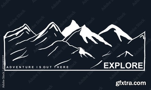 Mountain Vector Print Design 15xAI