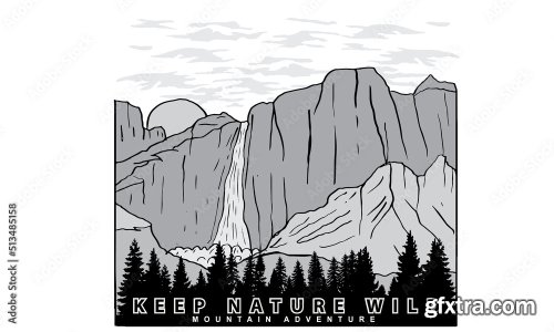 Mountain Vector Print Design 15xAI