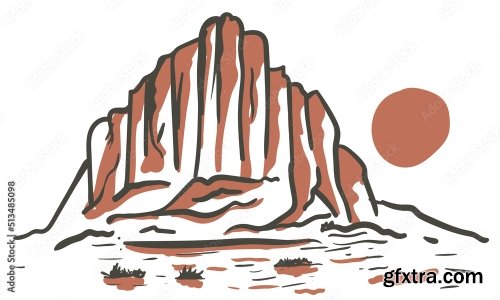 Mountain Vector Print Design 15xAI