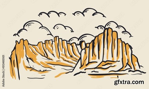 Mountain Vector Print Design 15xAI