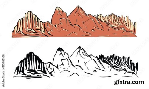 Mountain Vector Print Design 15xAI