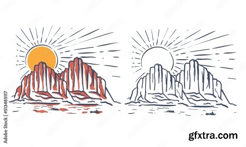 Mountain Vector Print Design 15xAI