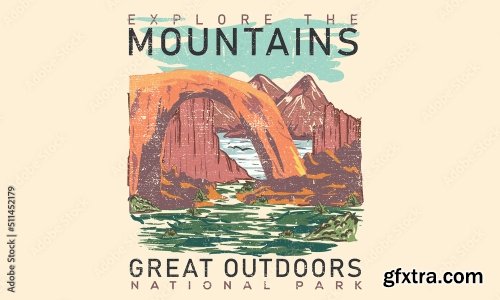 Mountain Vector Print Design 15xAI