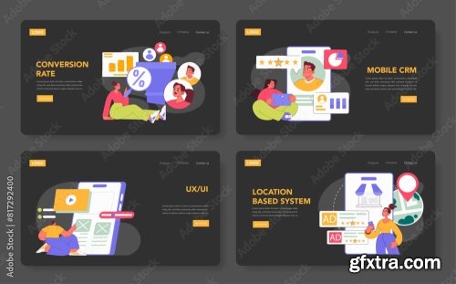 Mobile Marketing Flat Vector Illustration 16xAI