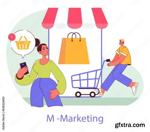 Mobile Marketing Flat Vector Illustration 16xAI