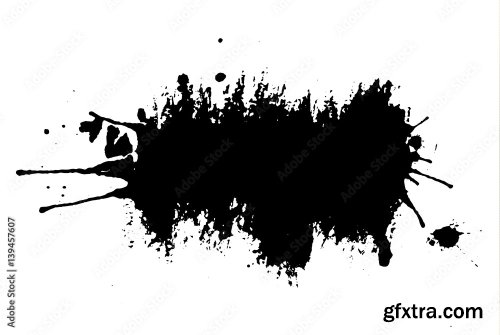 Ink Spot On White Background Black Paint Splash Illustration 4xAI