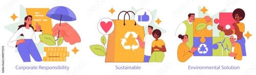 Social Responsibility Flat Vector Illustration 12xAI