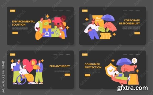 Social Responsibility Flat Vector Illustration 12xAI