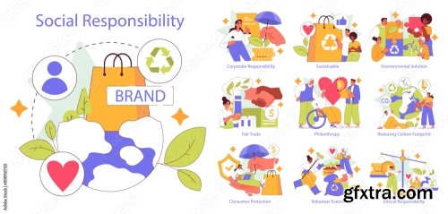 Social Responsibility Flat Vector Illustration 12xAI