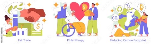 Social Responsibility Flat Vector Illustration 12xAI