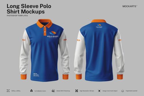 Long Sleeve Polo Shirt Mockup