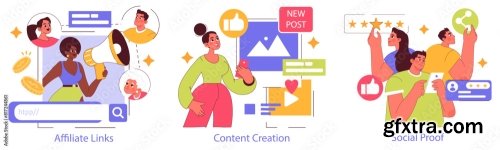 Influencer Marketing Flat Vector Illustration 17xAI