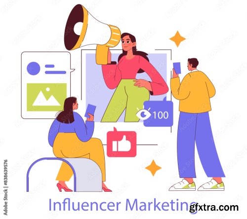 Influencer Marketing Flat Vector Illustration 17xAI