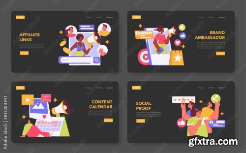 Influencer Marketing Flat Vector Illustration 17xAI