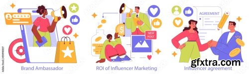 Influencer Marketing Flat Vector Illustration 17xAI