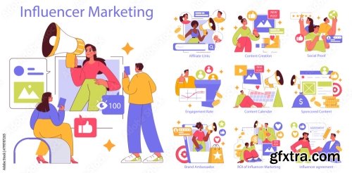 Influencer Marketing Flat Vector Illustration 17xAI