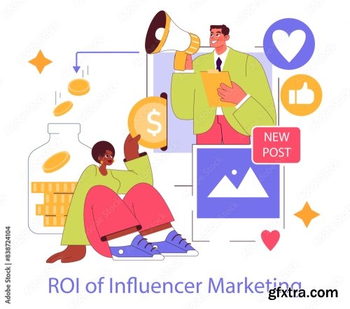 Influencer Marketing Flat Vector Illustration 17xAI