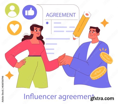 Influencer Marketing Flat Vector Illustration 17xAI