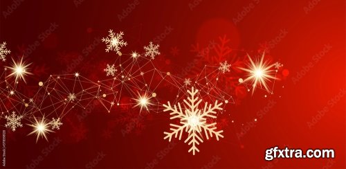 Abstract Christmas Card With Golden Snowflakes And Plexus Effect 11xAI