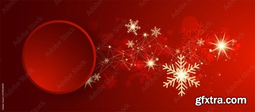 Abstract Christmas Card With Golden Snowflakes And Plexus Effect 11xAI