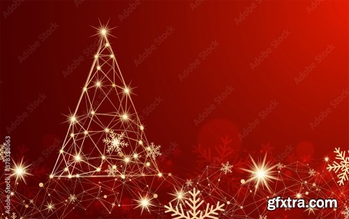 Abstract Christmas Card With Golden Snowflakes And Plexus Effect 11xAI