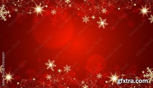 Abstract Christmas Card With Golden Snowflakes And Plexus Effect 11xAI