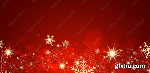 Abstract Christmas Card With Golden Snowflakes And Plexus Effect 11xAI