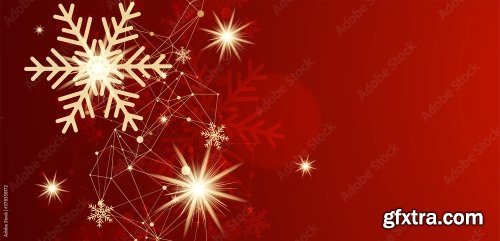 Abstract Christmas Card With Golden Snowflakes And Plexus Effect 11xAI