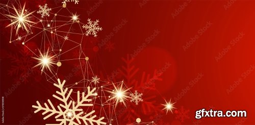 Abstract Christmas Card With Golden Snowflakes And Plexus Effect 11xAI